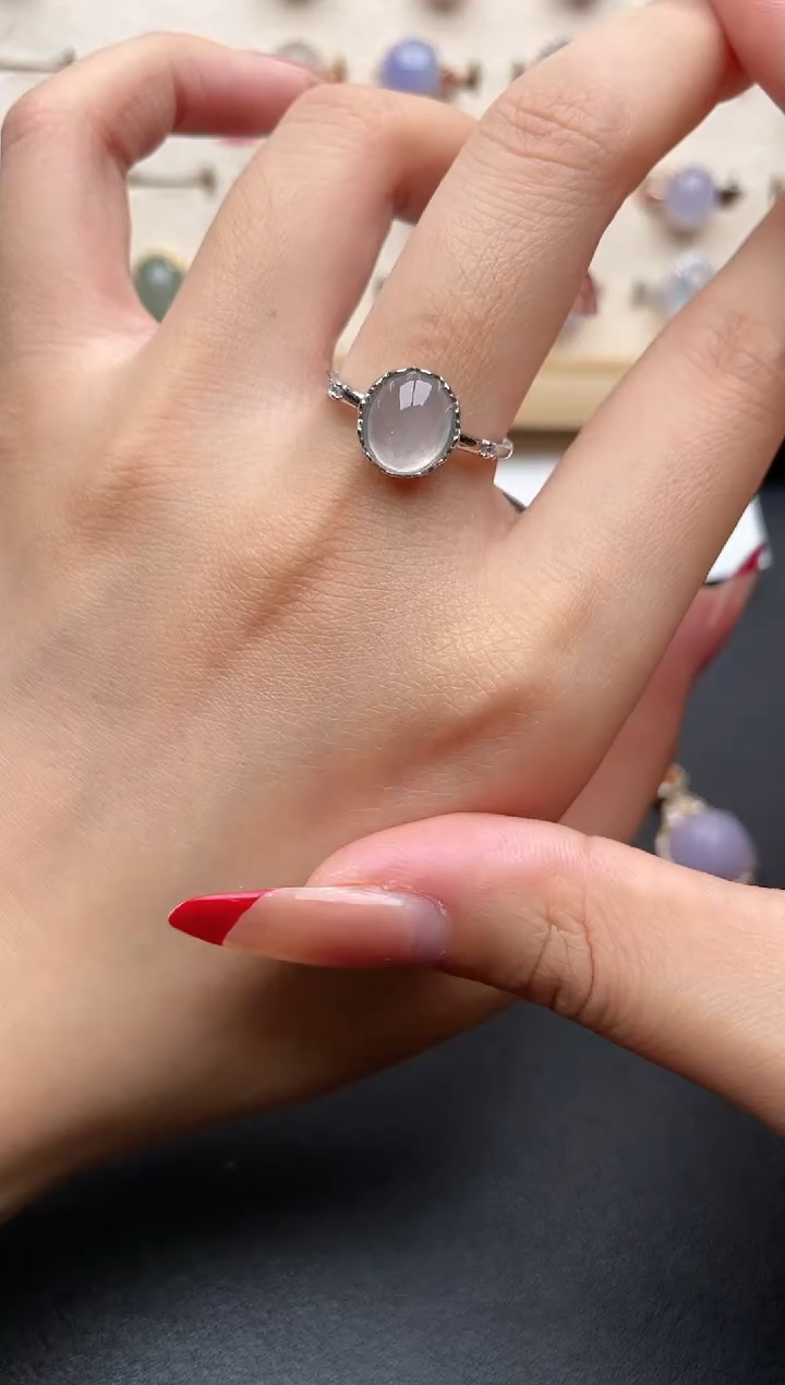 【闪购商品】翡翠戒指银S925镶嵌一物一证一礼盒