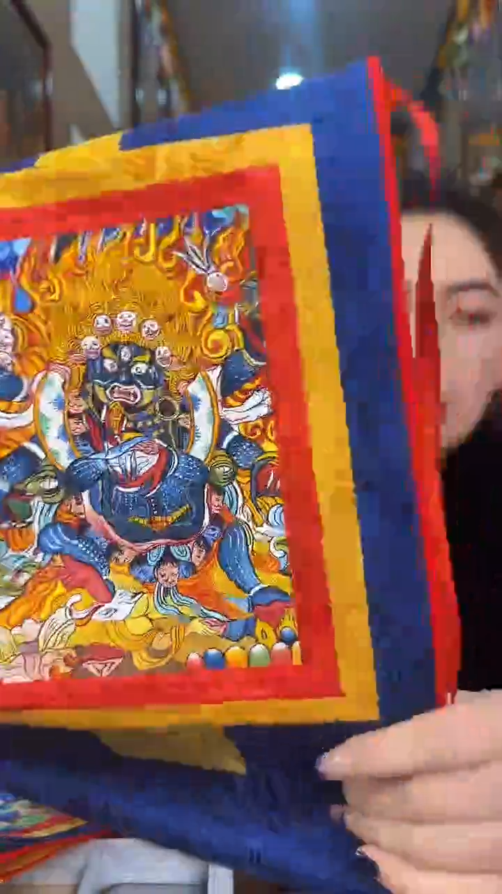 吊坠六臂大黑天-热贡纯手绘唐卡