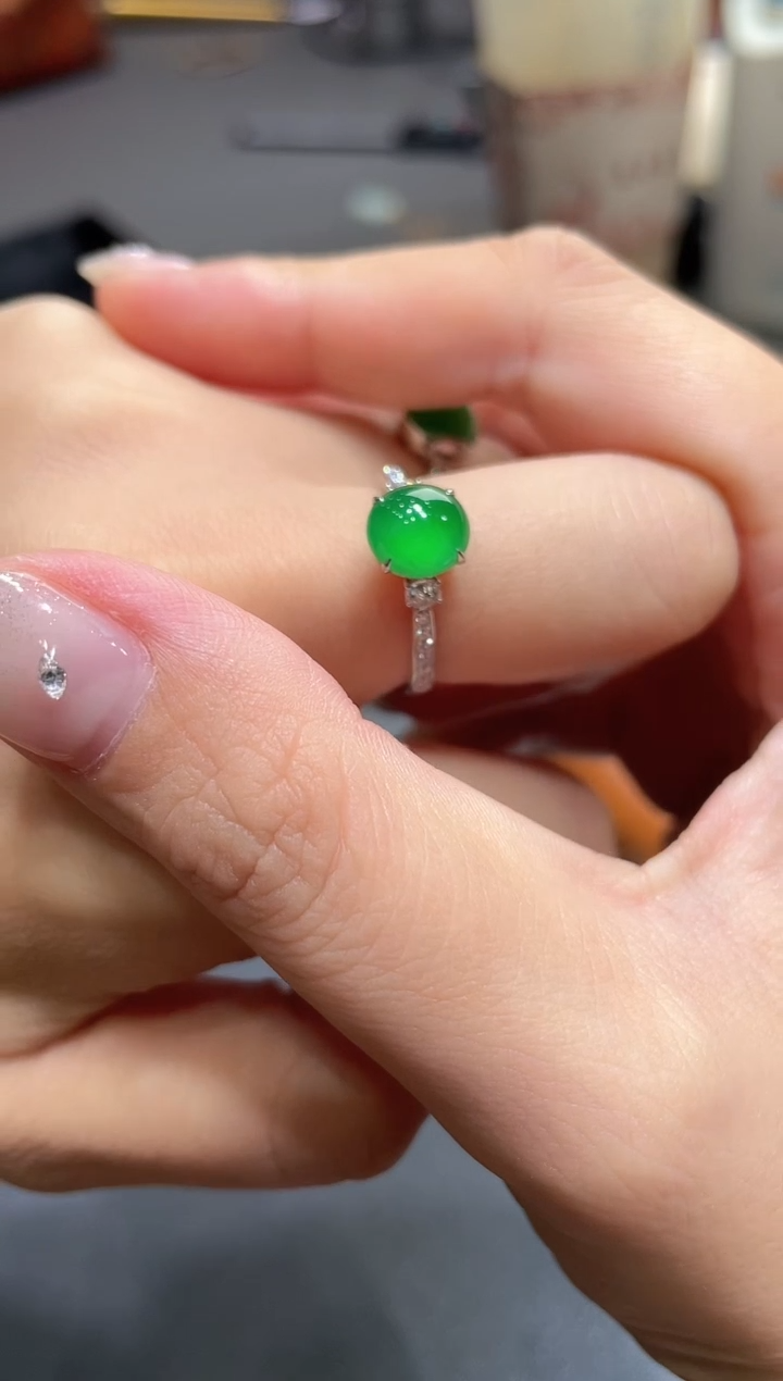 翡翠戒指18K金镶嵌ZHG00803-078