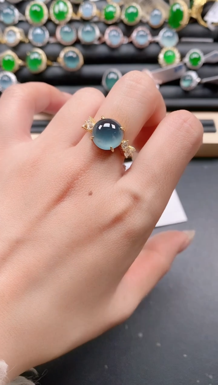 银S925镶嵌戒指翡翠111