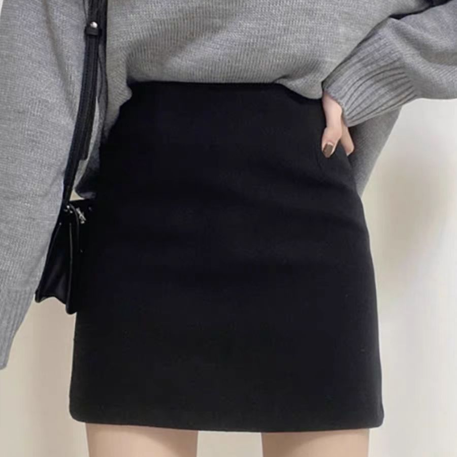 针织毛呢半身裙子