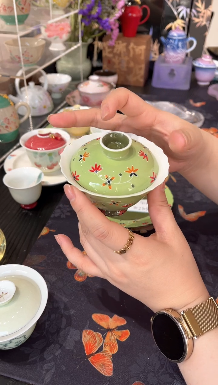 【闪购商品】明知 绿色盖碗 哈哈哈