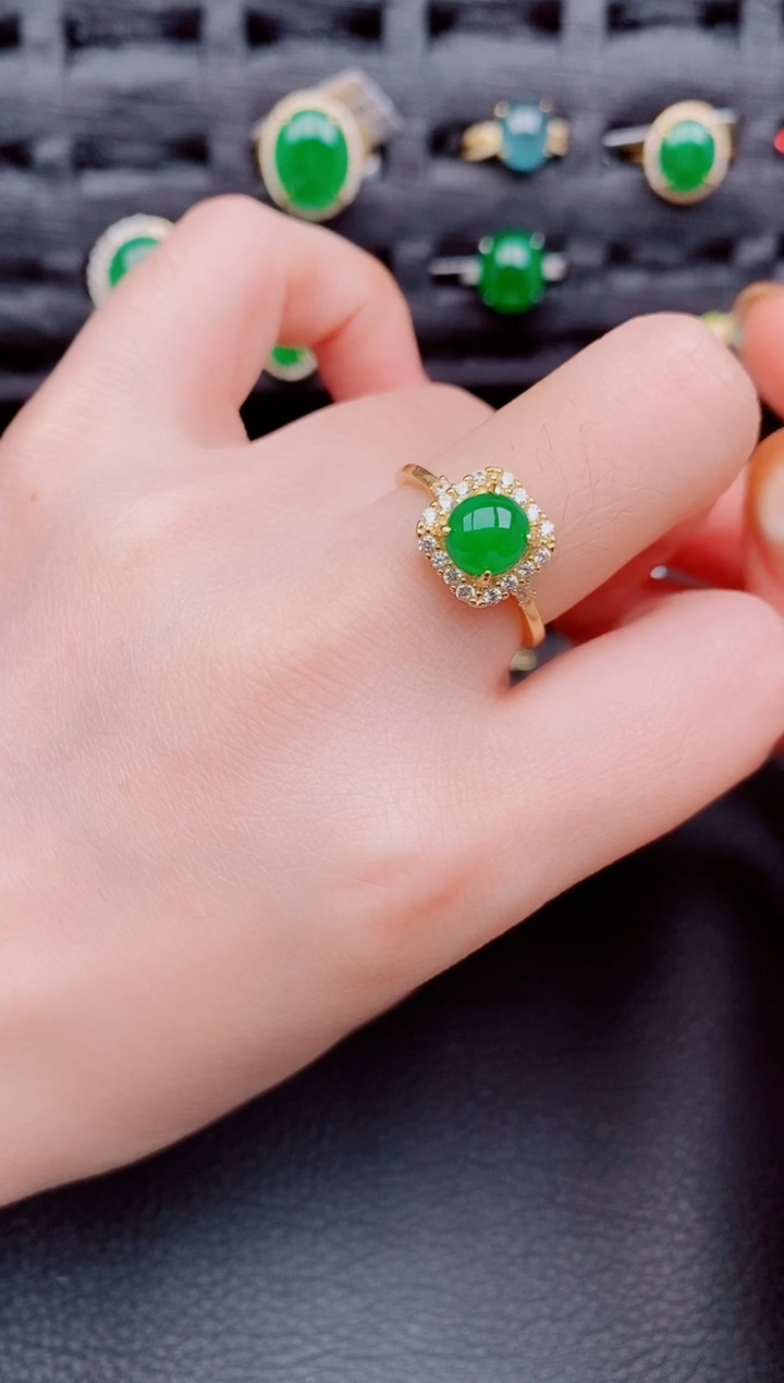 【闪购商品】翡翠戒指银S925镶嵌天然A货翡翠1006