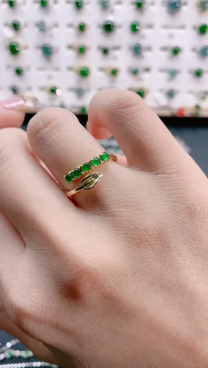 【闪购商品】翡翠戒指银S925镶嵌天然翡翠