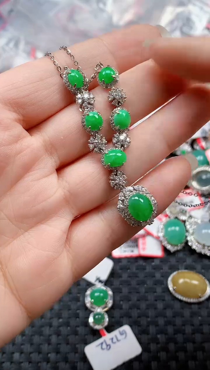 银S925镶嵌戒指翡翠天然A货缅甸翡翠