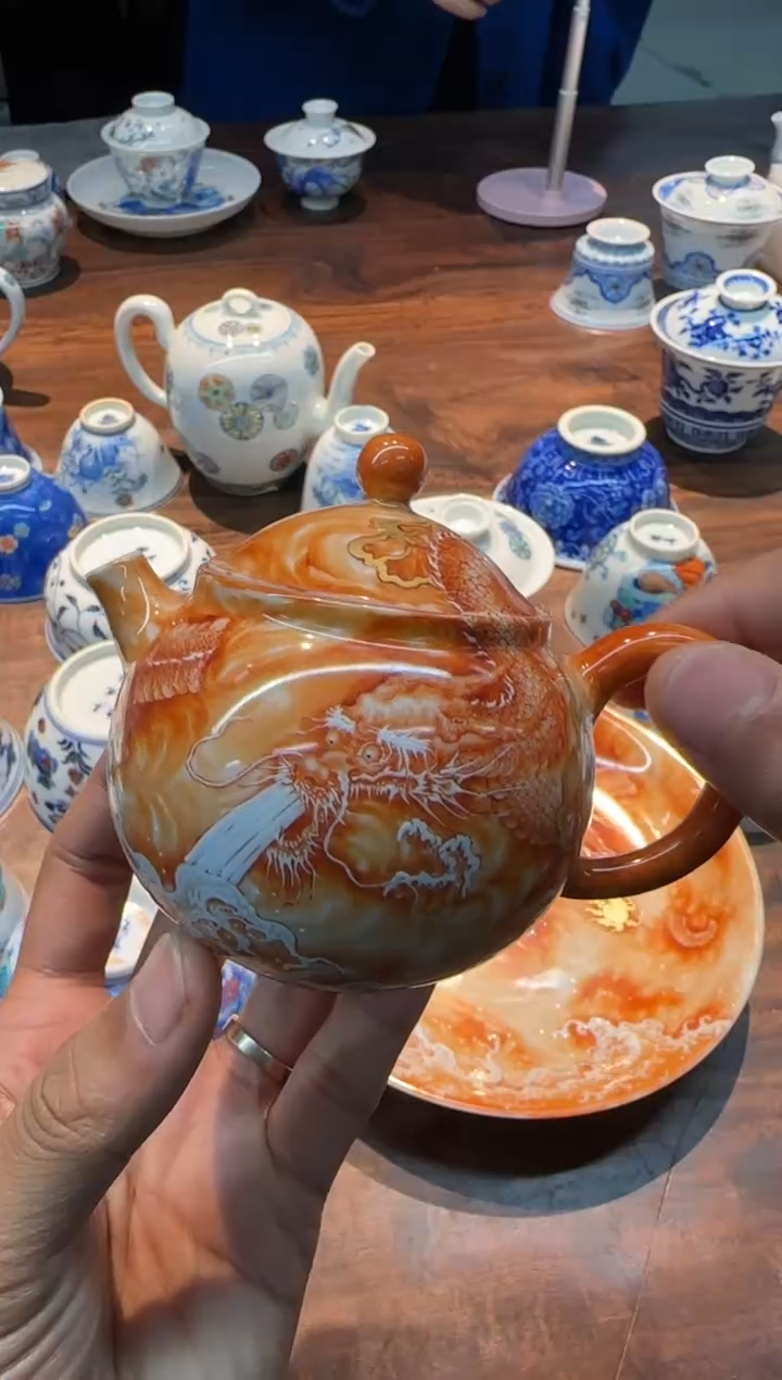 【闪购商品】青衿堂 矾红龙腾致雨龙旦壶