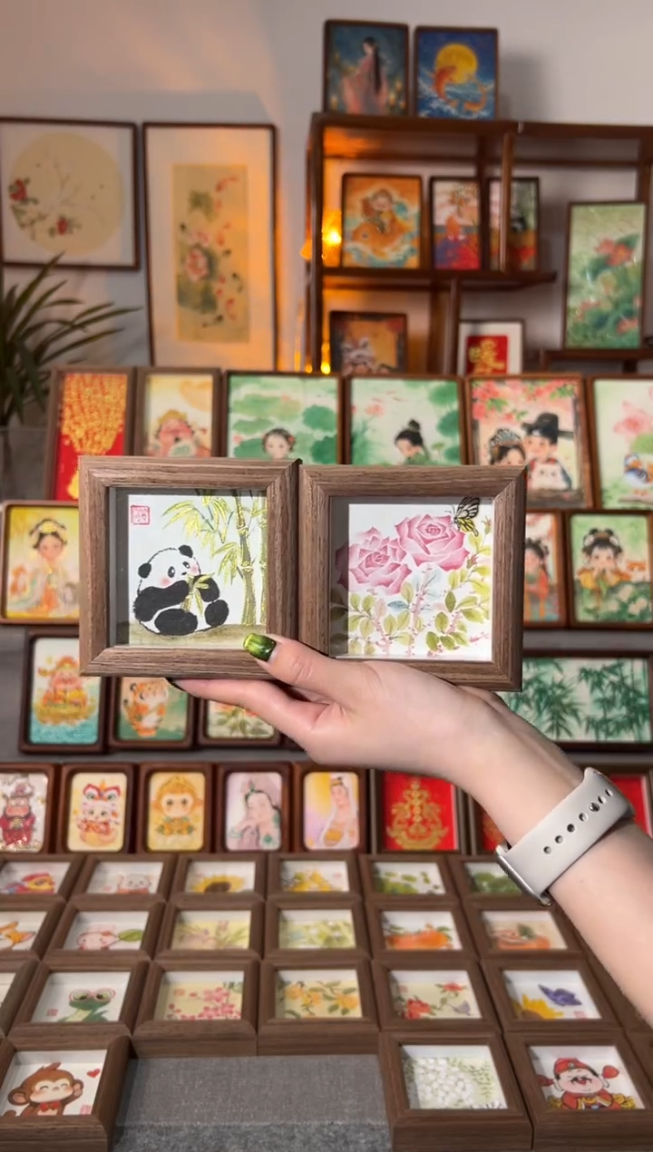 【闪购商品】国画翠竹熊猫 小玫瑰 一组11