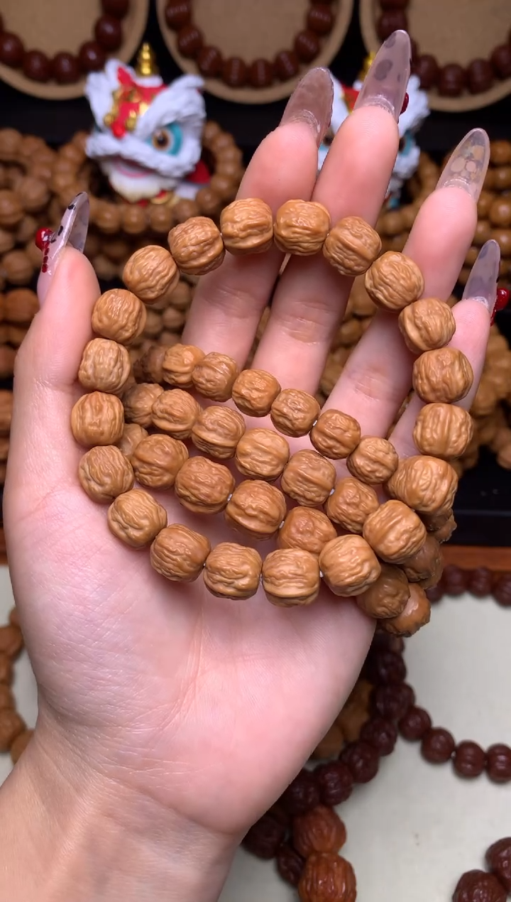 【闪购商品】文玩核桃手串10-11mm+金蟾蛤蟆头小馒头深雕全品