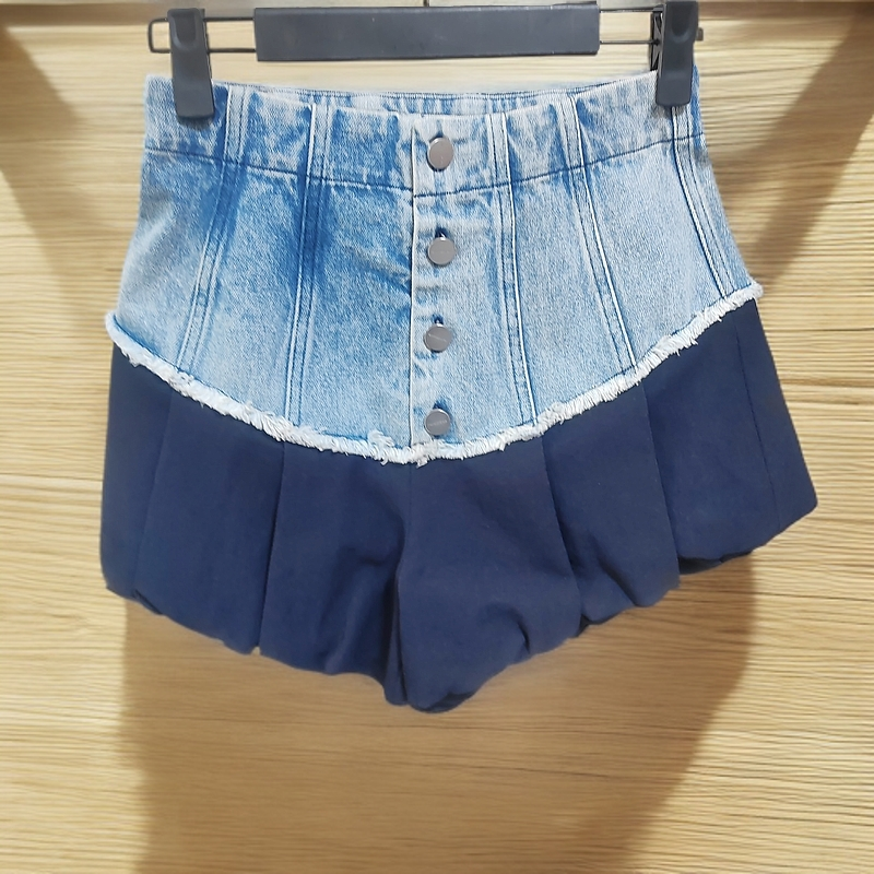 时尚渐变牛仔提花短裙裤设计款潮流显瘦