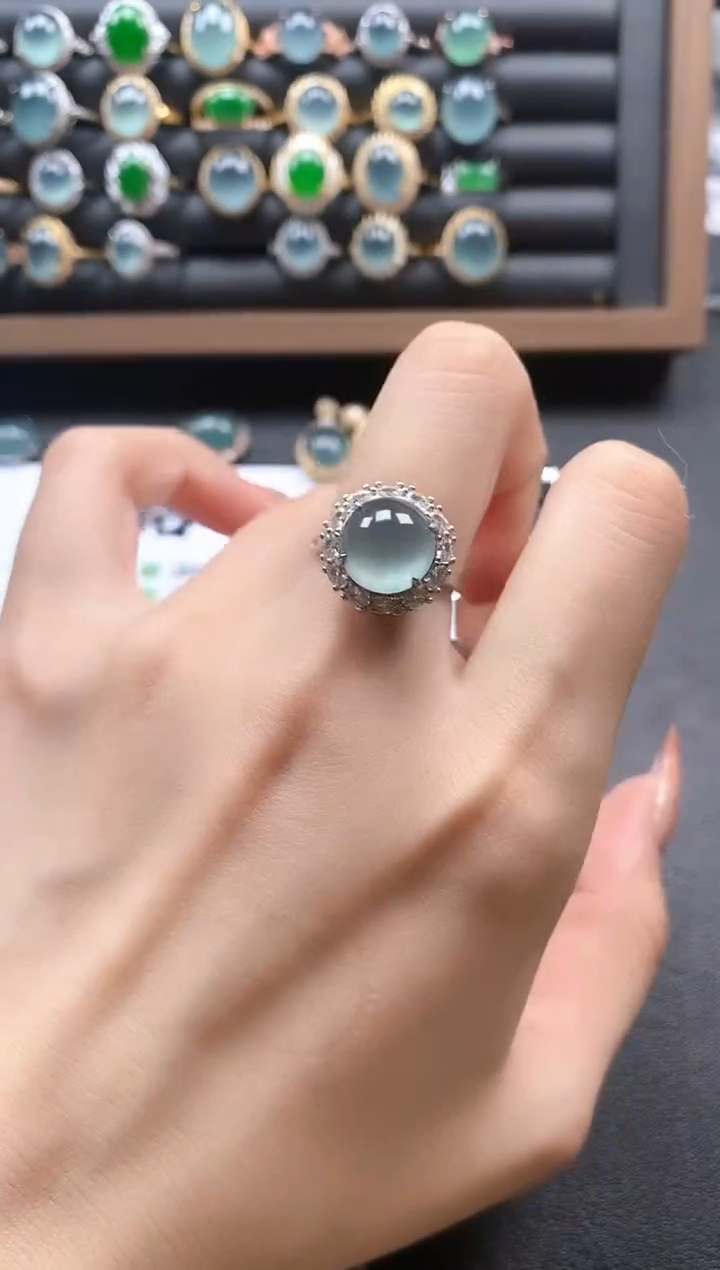 银S925镶嵌戒指翡翠51511