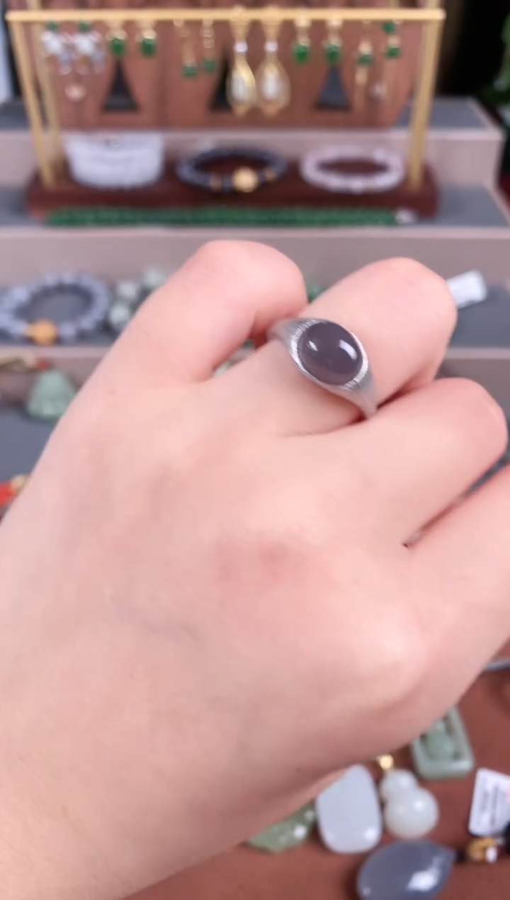 银S925镶嵌戒指和田玉1