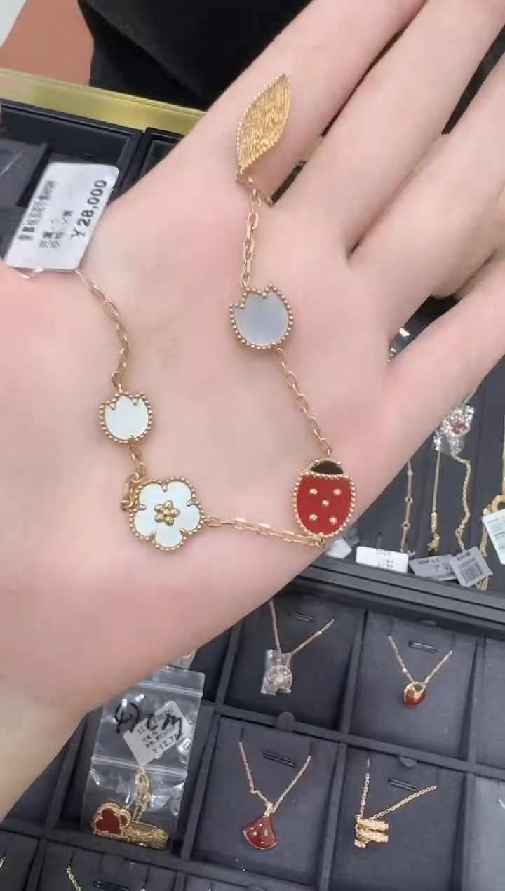 手链贝壳（贝母）18K金镶嵌瓢虫手链BG
