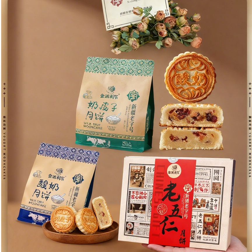新疆金派利尔【老五仁600克+奶皮子酸奶月饼720克】特色月饼组合