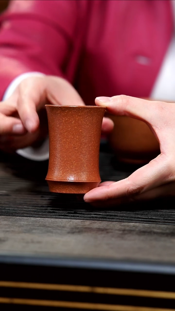 【闪购商品】紫砂茶壶02-红降坡竹节闻香杯70cc