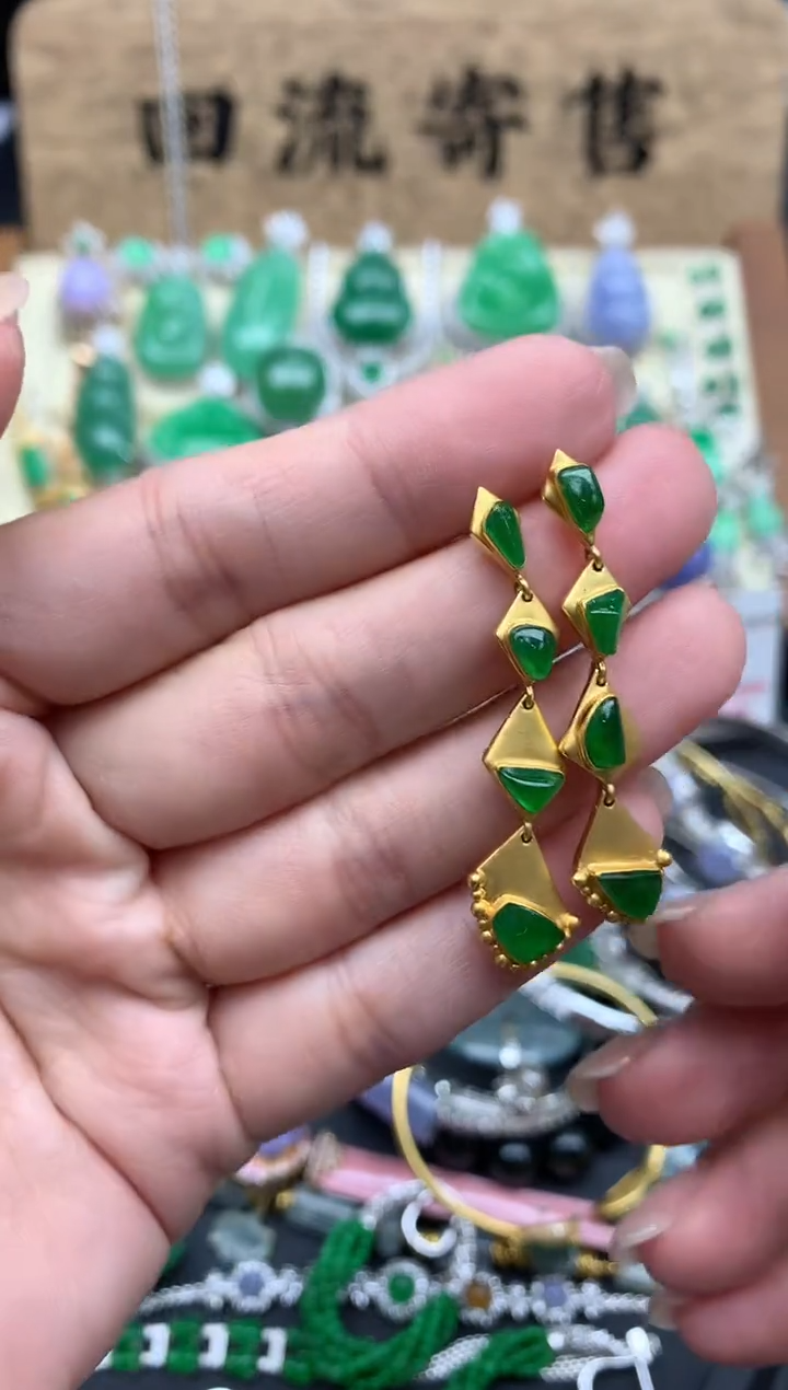 【闪购商品】翡翠耳饰18K金镶嵌633-中国好珍宝