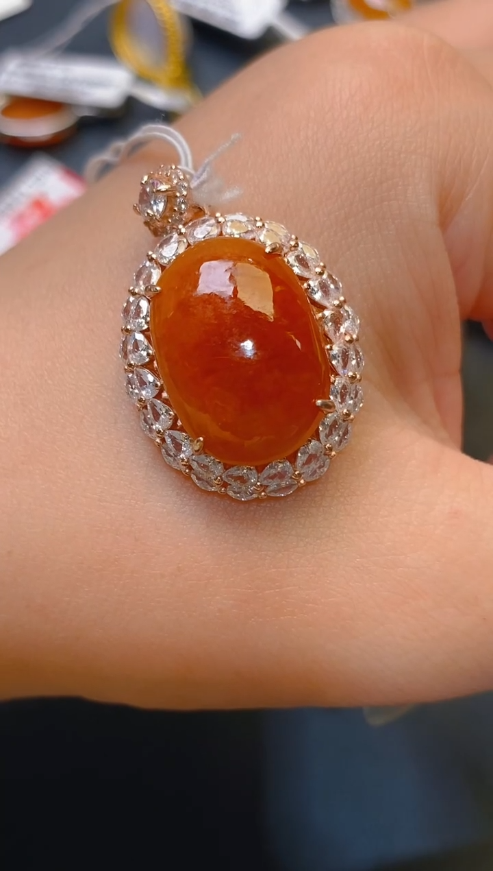 【闪购商品】翡翠耳饰银S925镶嵌天然A货翡翠1