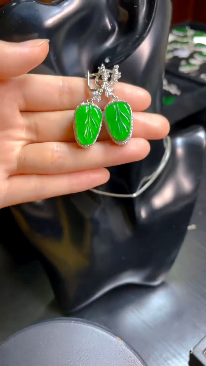 翡翠银S925镶嵌颈饰耳饰