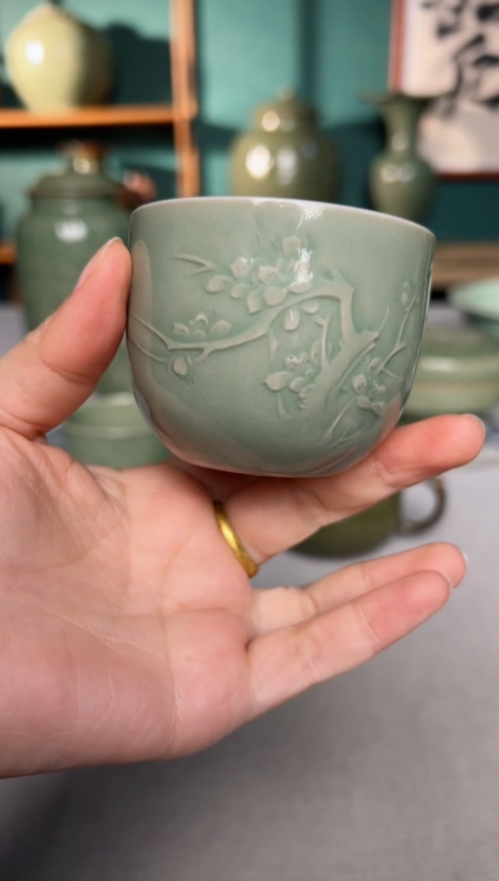 【闪购商品】其他耀州窑曲梅花不倒杯微瑕失圆特价