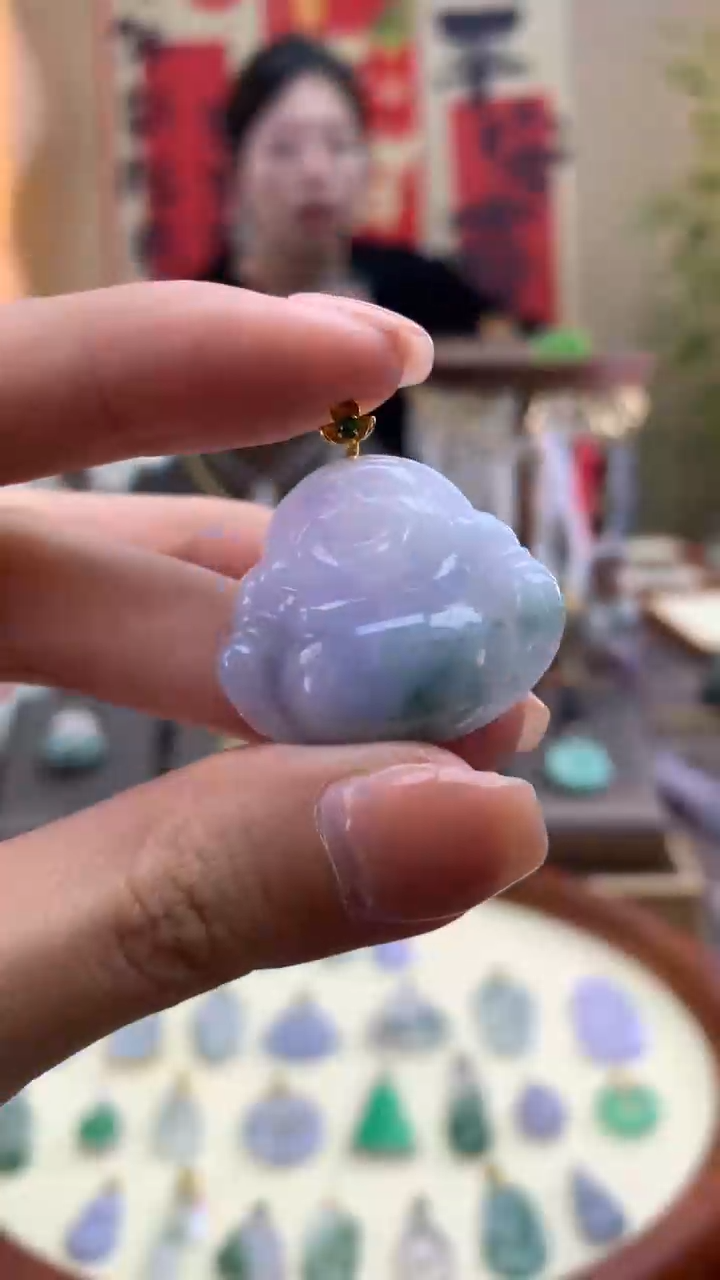 【闪购商品】翡翠颈饰18K金镶嵌佛公