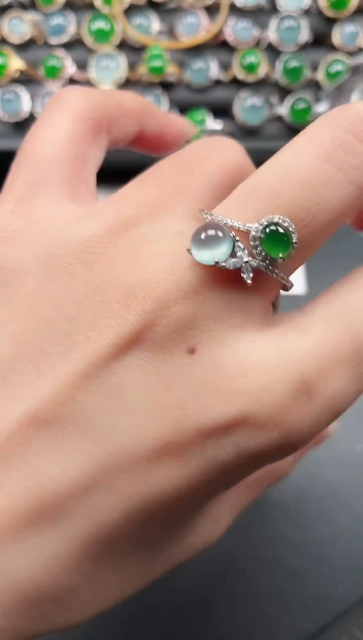 银S925镶嵌戒指翡翠111
