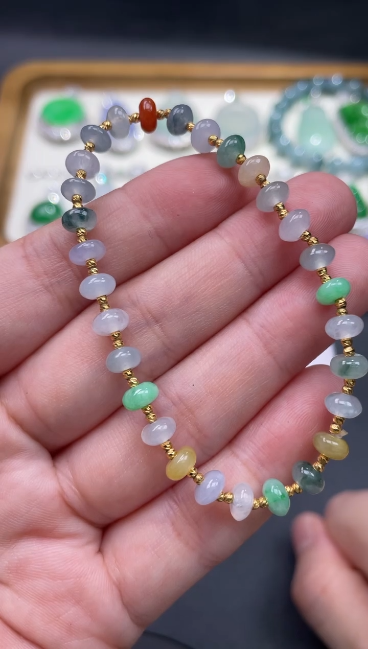 【闪购商品】翡翠手链18K金镶嵌78........