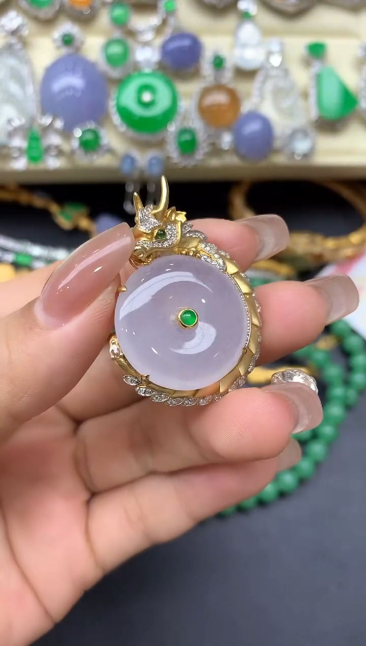 颈饰18K金镶嵌翡翠418-中国好珍宝