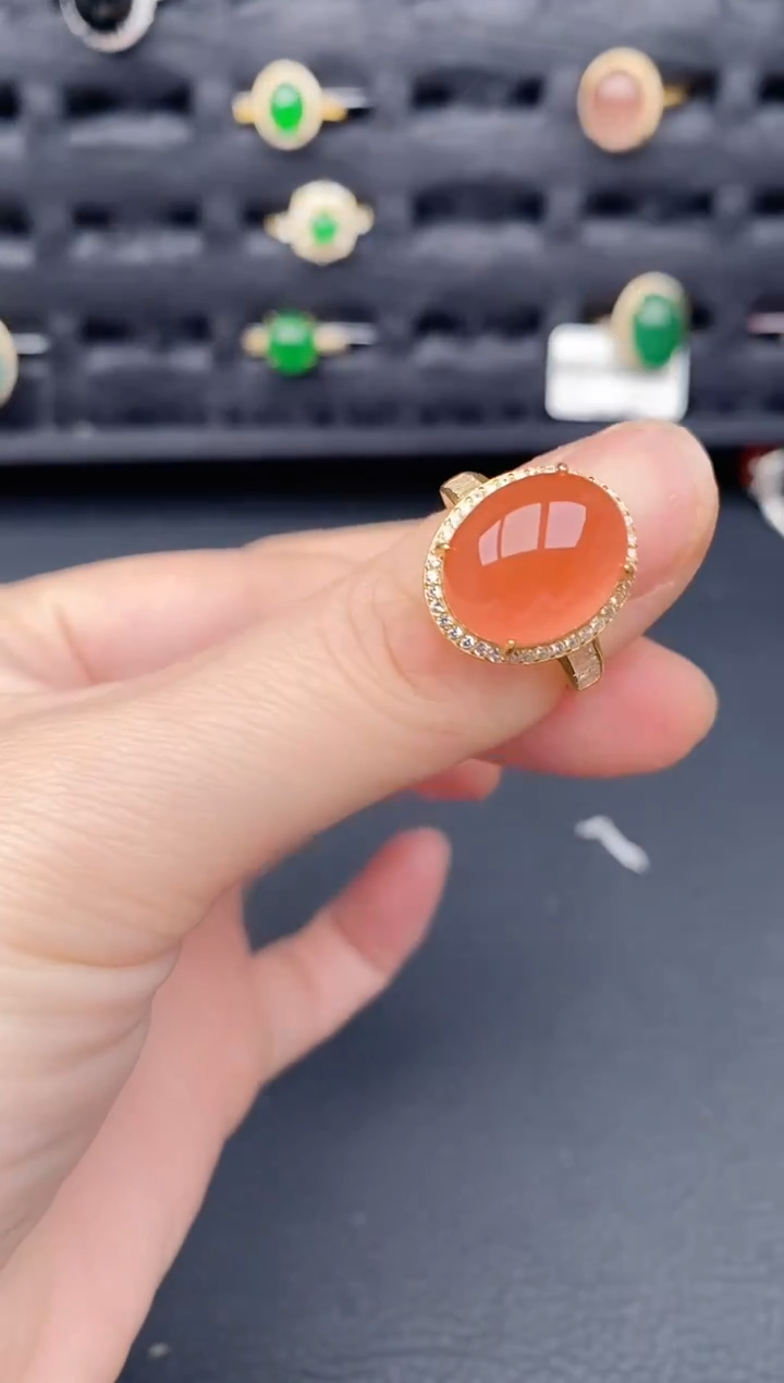 银S925镶嵌南红玛瑙戒指225