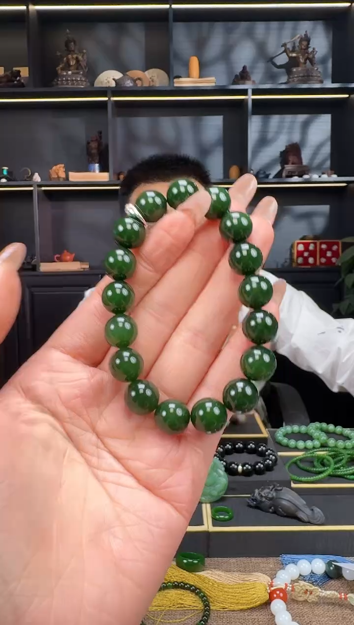 【闪购商品】和田玉1未镶嵌12mm红皮碧玉手串 多样性发