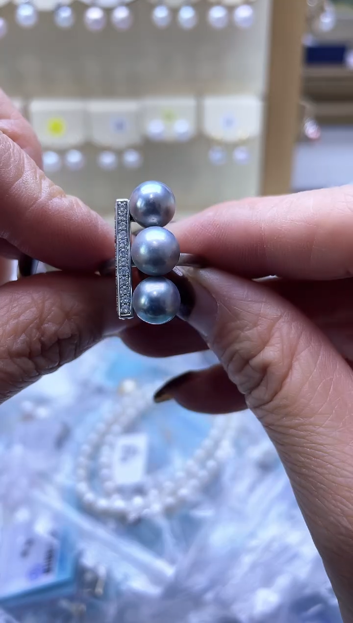 【闪购商品】海水珍珠戒圈银S925镶嵌2