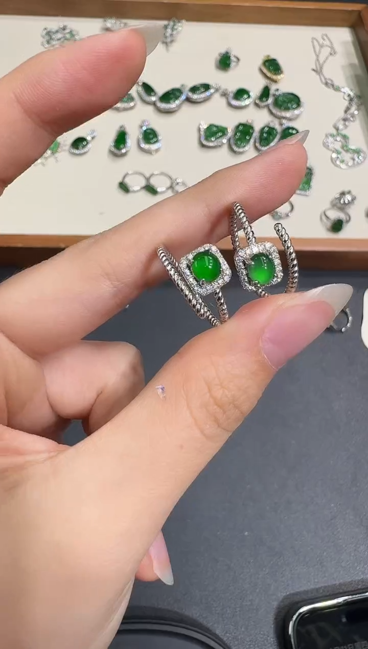 银S925镶嵌戒指翡翠X1211-886-317多样性一件