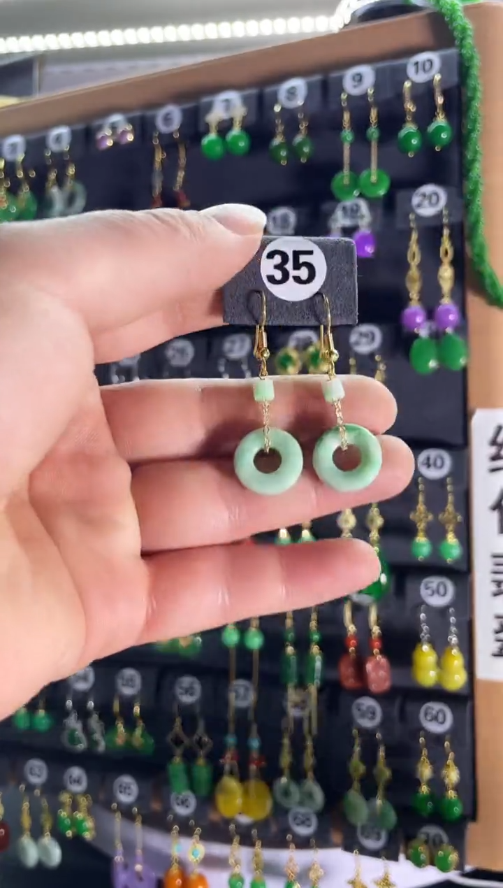 【闪购商品】翡翠耳饰银S925镶嵌35...