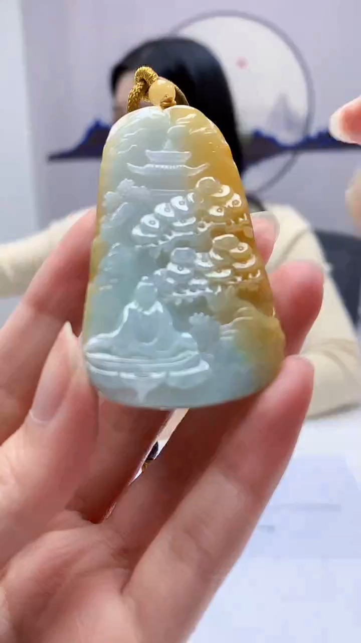 【闪购商品】定制翡翠未镶嵌0405zm-毛货挂件山水100