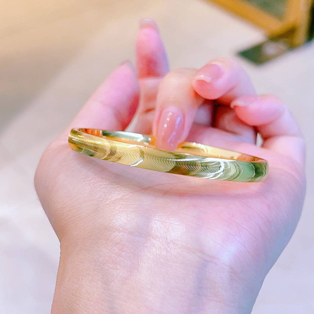 合金手镯 波纹猫眼手镯气质轻奢时尚百搭精美简约 素款经典镯子