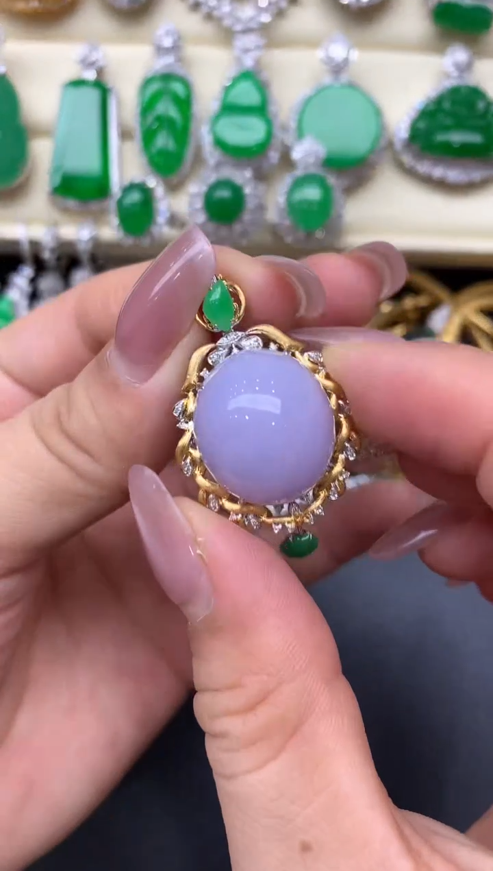 颈饰18K金镶嵌翡翠413-中国好珍宝