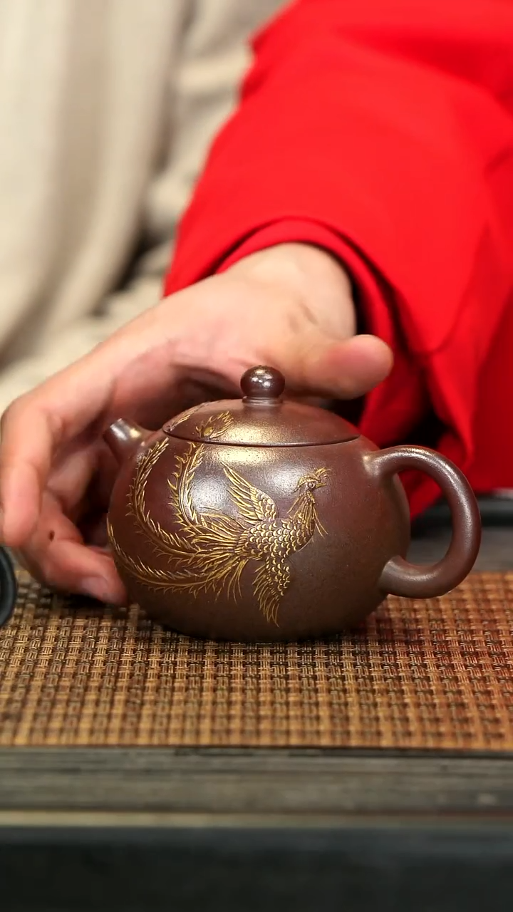 【闪购商品】紫砂茶壶WT52金凤西施 柴烧胭脂红