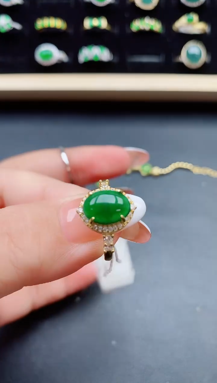 【闪购商品】翡翠银S925镶嵌戒指5085050