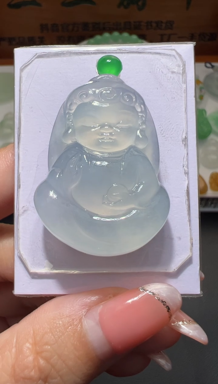 定制翡翠未镶嵌35.1*26.3*7.8宝宝佛