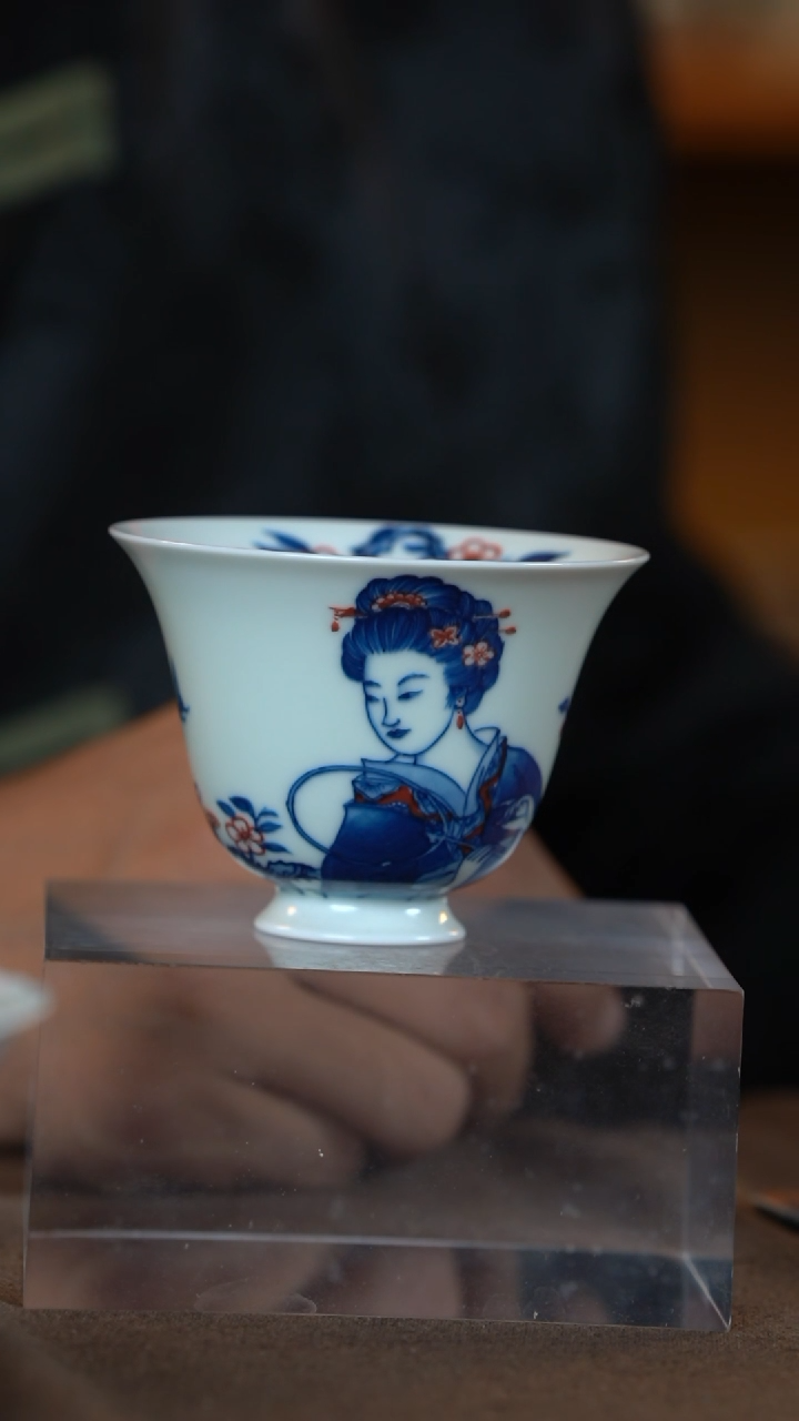 茶壶紫砂瓷器 青花釉里红 主人杯