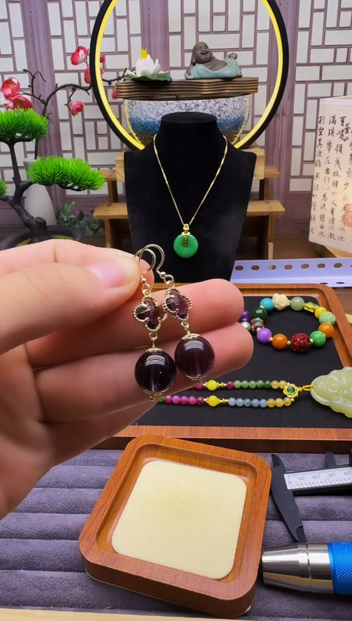 紫晶耳饰14K金镶嵌E63