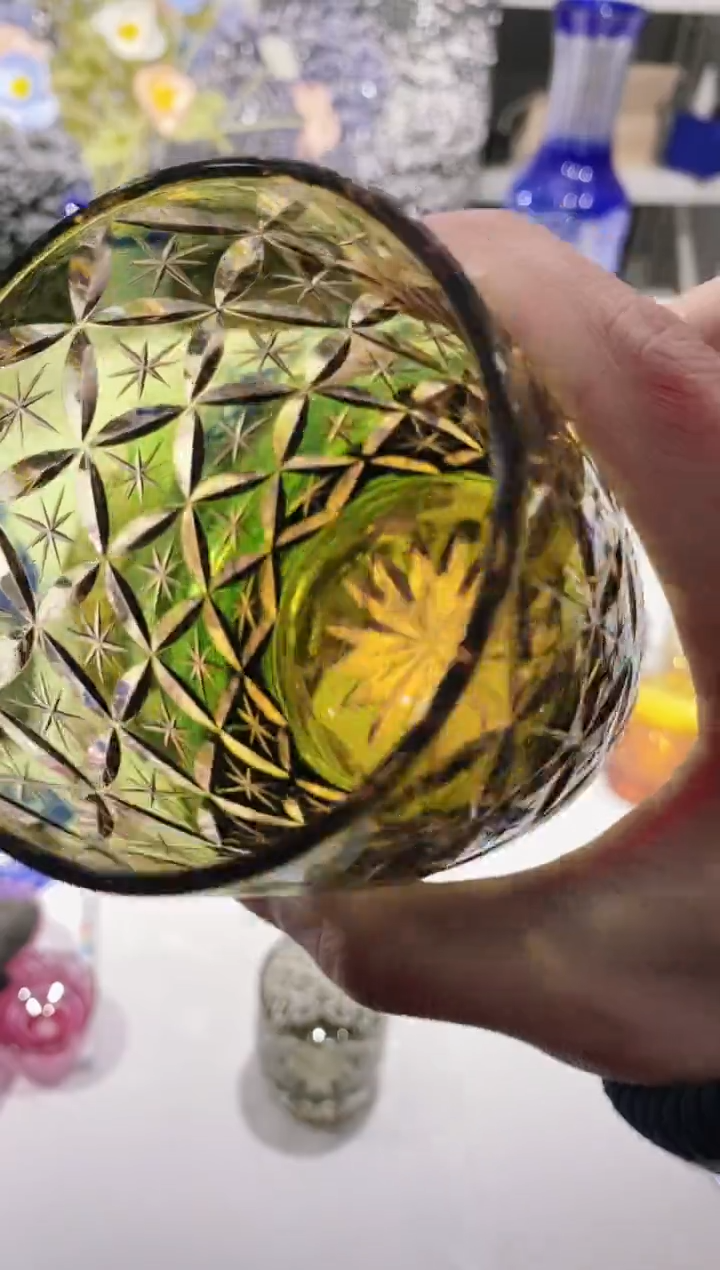 【闪购商品】水晶玻璃无手柄款748琥珀绿微瑕七宝