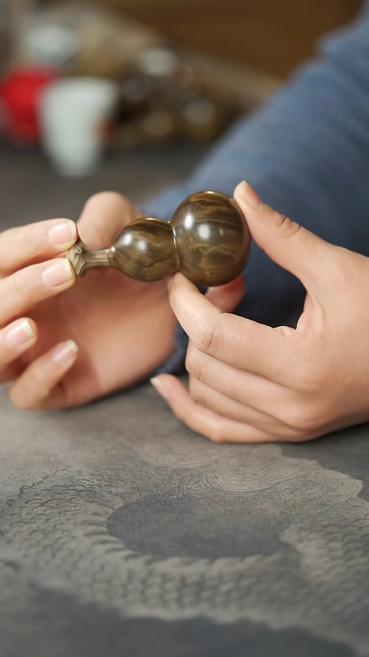 金丝楠手作满花云彩葫芦把玩340