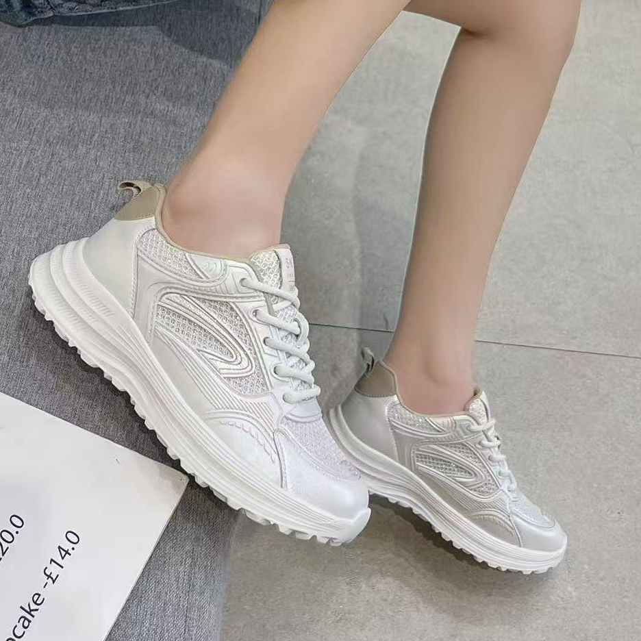 新款夏季牛皮老爹鞋251853象牙白杏