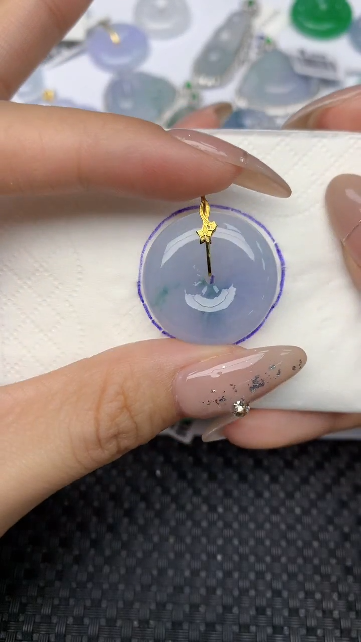 颈饰18K金镶嵌翡翠天然缅甸翡翠a货百元以上9元证书费自理