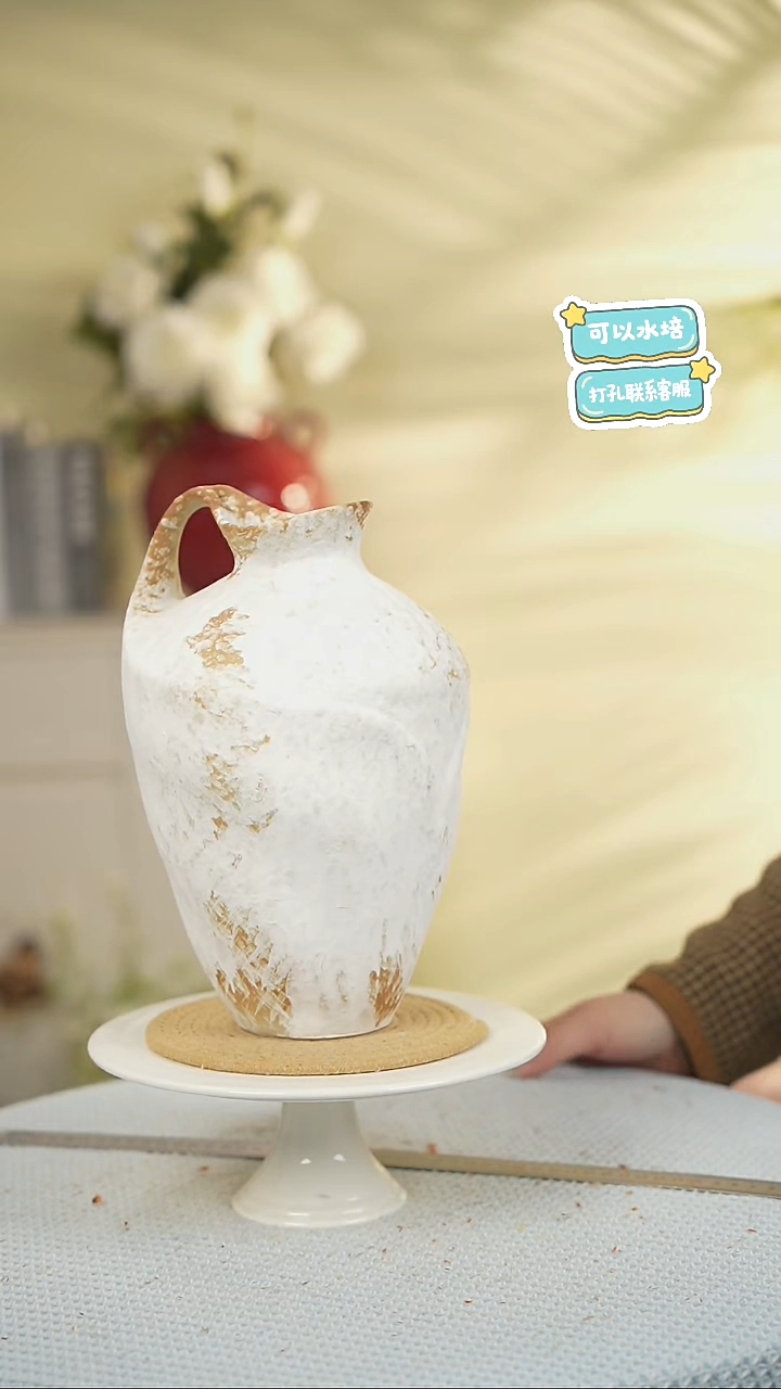 单耳素雪景德高温陶瓷花瓶摆件