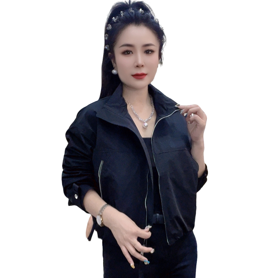 莉丽佳6218款女装秋季立领兜拉链短外套时尚洋气休闲百搭网红爆款