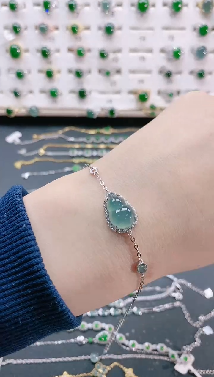【闪购商品】翡翠手链银S925镶嵌天然翡翠