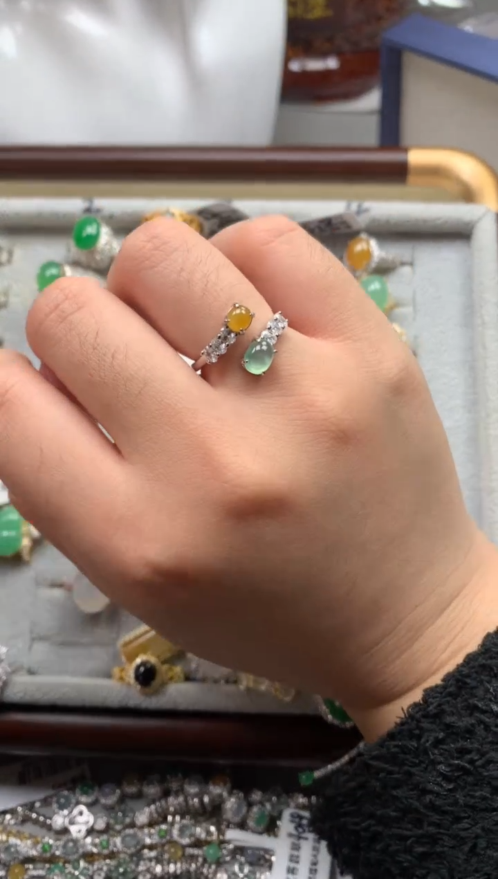 银S925镶嵌戒指翡翠1