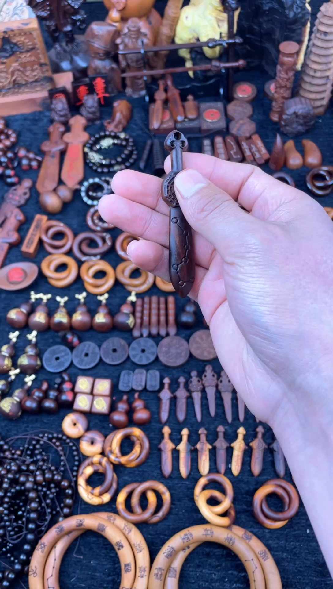 【闪购商品】枣木木雕枣木玉化山花七星剑