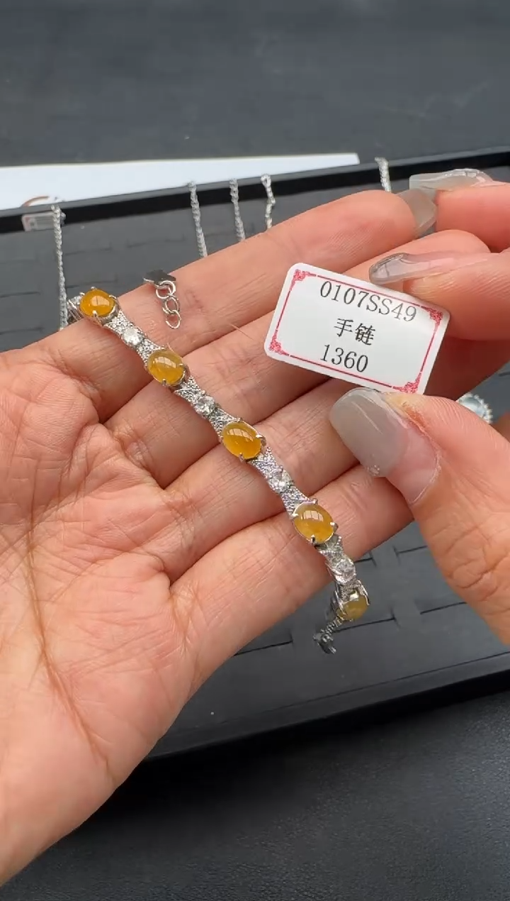 【闪购商品】翡翠手链银S925镶嵌0107SS49