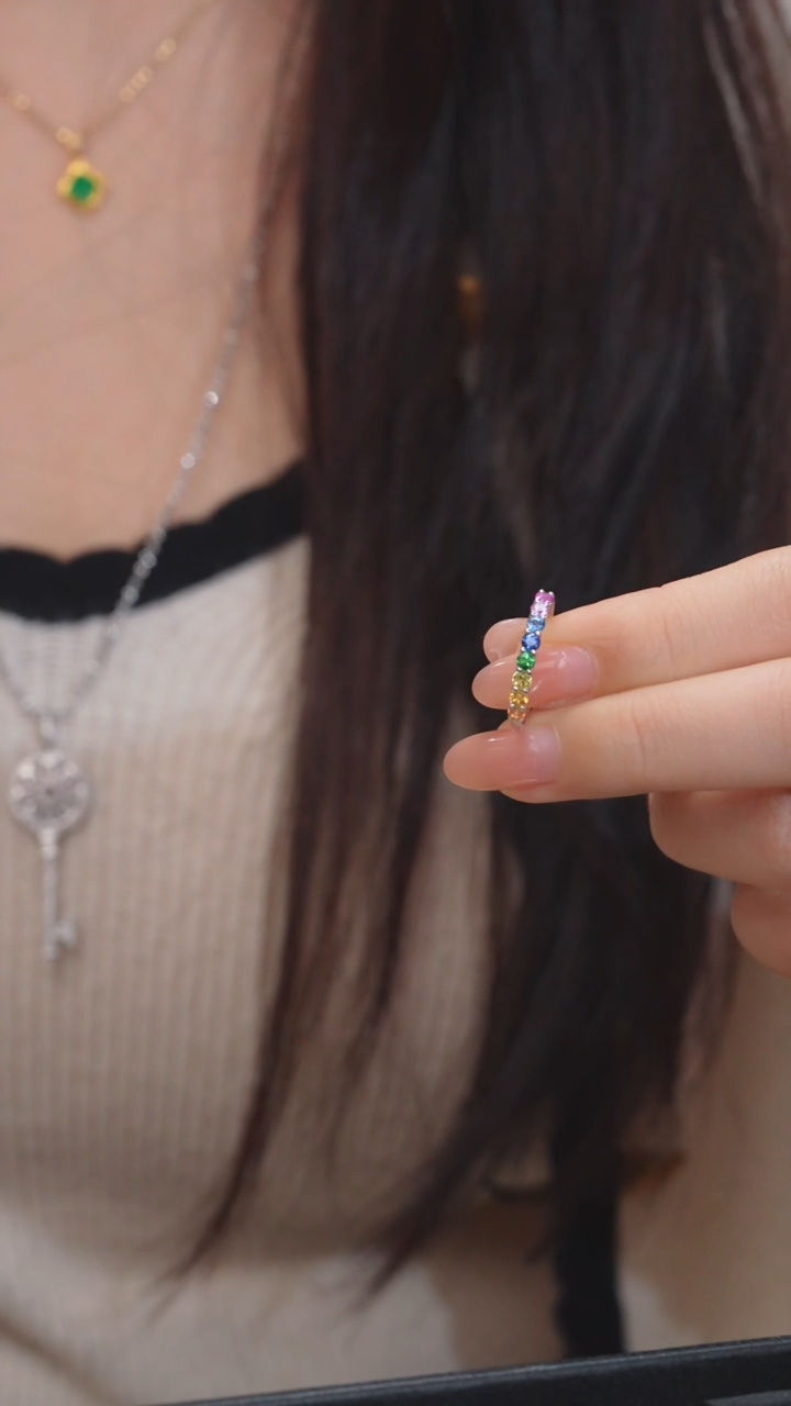 【闪购商品】彩色蓝宝石戒指18K金镶嵌（0.65ct）@@